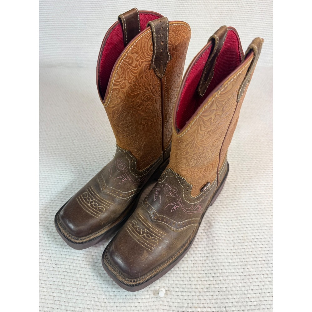 Justin Gypsy Womens Brown Leather Square Toe Western Boots GY9530 Size 6.5 B